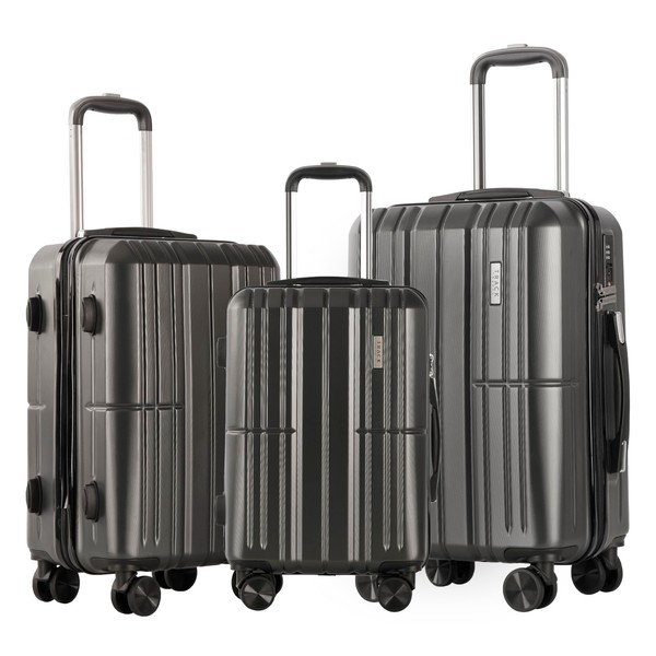 TRACK TRAVEL 3 Piece Luggage Set ABS+PC Expandable Hardshell TSA
