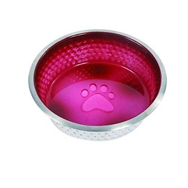Weatherbeeta Non-Slip Stainless Steel Shade Dog Bowl - Magenta, 5"