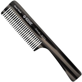 Kent 91T Black Graphite Wide Tooth Detangler Hair Comb for Curly and Wavy Hair - for Women and Men, Large Handle Shower Comb for Effective Detangling for Wet Hair, Handmade Polished