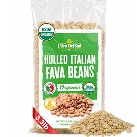 L’Oro Del Sud Organic Hulled Fava Beans 1.5 kg (3.3 lb) - Dried Italian Fava Beans, USDA Organic, Non-GMO, Gluten-Free, Mild Nutty Flavor, Made in Italy