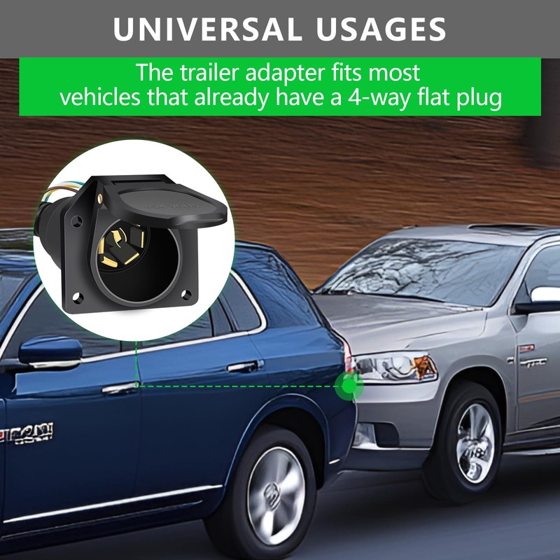 SoulBay Trailer Plug Adapter, 4-Way Flat to 7-Way Blade &