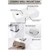QUXIJA Ceramic Liberty Wall Mount Sink, Rectangle Small Bathroom Sink,Classic