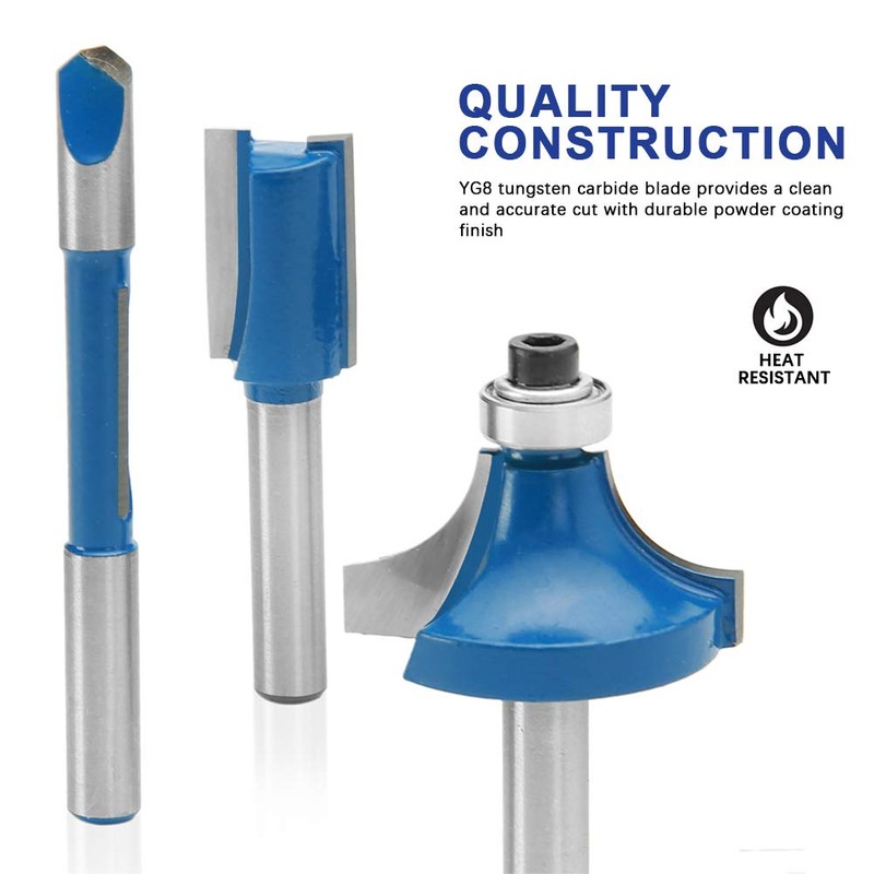 Renekton Tungsten Carbide Router Bits, 1/4in Shank, Woodworking Routing Drill