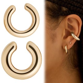 AFCJLTO Earrings for Women Ear Cuff for Women Cuff Earrings with Clip Vintage Thick Round Huggie Hypoallergenic Fake Ear Cuff Girls Gifts, Gifts for Valentine's Day