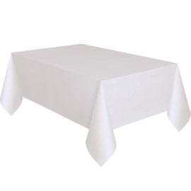 White Solid Rectangular Plastic Table Cover (54" x 108") 1 Count - Elegant Design & Premium Quality, Ideal For Parties, Events & Everyday Use