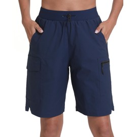 zsenoxaxi Women's Hiking Cargo Shorts Quick Dry Lightweight Shorts for Travel Athletic(Navy Blue,S)