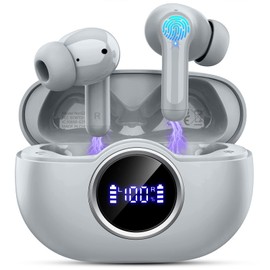 Wireless Earbuds, Bluetooth 5.4 Headphones in Ear with 4 ENC Mic, 2025 Wireless Headphones Noise Cancelling Ear Buds, Deep Bass Stereo Bluetooth Earphone 36H Playtime, IP7 Waterproof/LED Display/USB-C