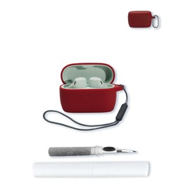 Case for Jabra Elite 4 Active-Sports Wireless Bluetooth Earbuds,Soft Protective,Shockproof,BOVUGAC Silicone Case Cover with Keychain & Cleaning Kit & Lanyard-Burgundy