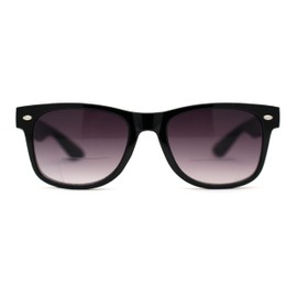 Retro Horn Rim Bi-focal Reading Sunglasses [Bifocal] Black Smoke +4.0
