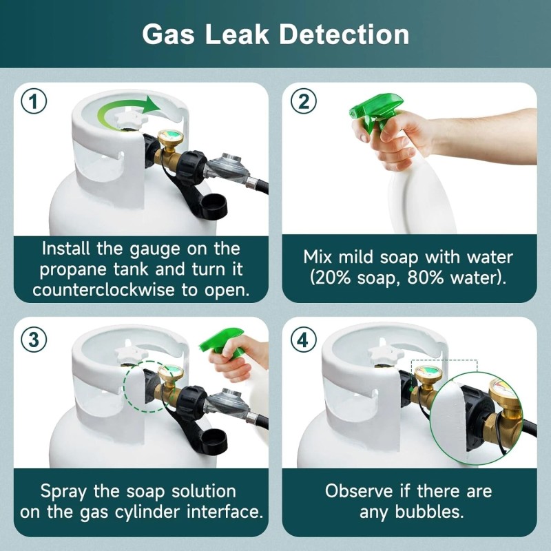 Gaspro 2 Propane Tank Gauge Brass Adapter Gas Pressure Level