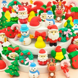 120 PCS Christmas Erasers for Kids Bulk Puzzle Eraser Desk Pets Holiday Erasers for Kids Christmas Gifts Party Favors Classroom Rewards