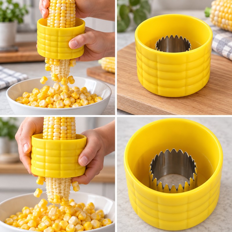 Corn Stripper for Easy Kernel Removal – Yellow Manual Cob