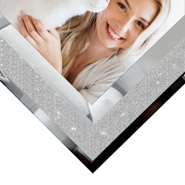 Egofine 5x7 Picture Frames Set of 4, Glass Picture Frames Silver Crystal Wedding Photo Frames for Tabletop Display Vertically or Horizontally