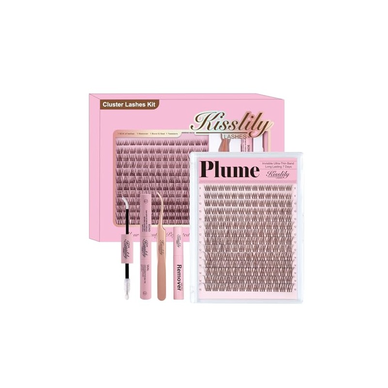 Plume Brown Lashes Natural Lash ClustersWith Invisible Band DlY Lash