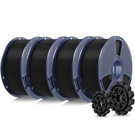 SUNLU PLA+2.0 3D Printer Filament Bundle, 4KG Upgrade PLA+ Filament 1.75mm, Tougher and Stronger, Dimensional Accuracy +/-0.02mm, 1KG per Spool, 4 Packs, 4KG Total, Black