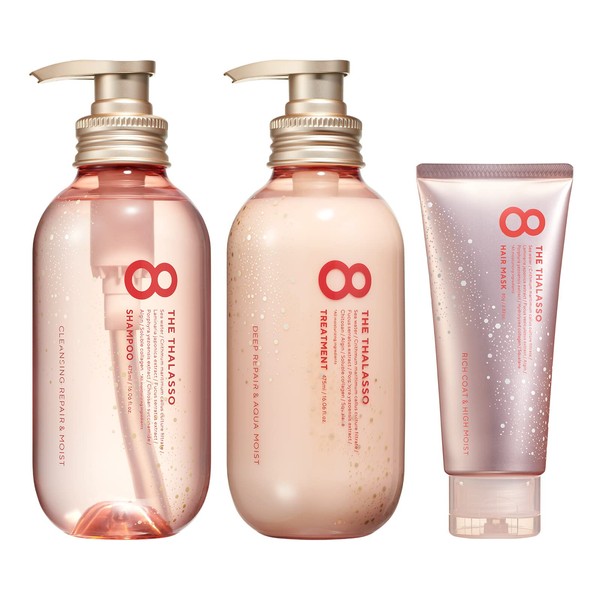 Eight The Thalasso Moist Shampoo & Moist Treatment, Includes Mini Hair Mask, Pink Relax, Limited Kit, 2022, Aqua Blossom Scent