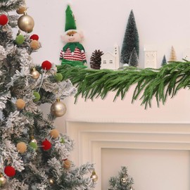 ENVEN 9FT Norfolk Pine Christmas Garland – Real Touch Greenery Artificial Christmas Garland for Fireplace Mantel, Staircase, Door Frame, Holiday Indoor Winter Décor (Green-2 Pack)