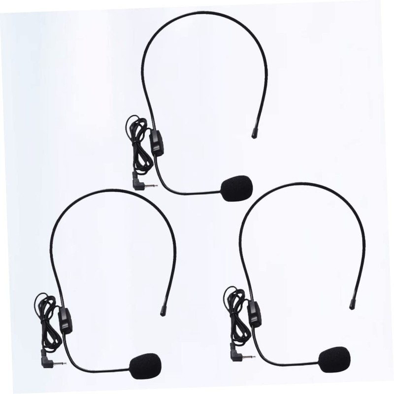CORHAD 3pcs Head-Mounted Microphone for Voice Amplification Lightweight Wired Microphone