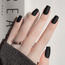 NovaCharm Black Matte Nail Color, Fast Dry Air Dry Nail Paint, Jet Black Gel Effect Polish for Women and Girls, Long Lasting 13ML for Nail Art