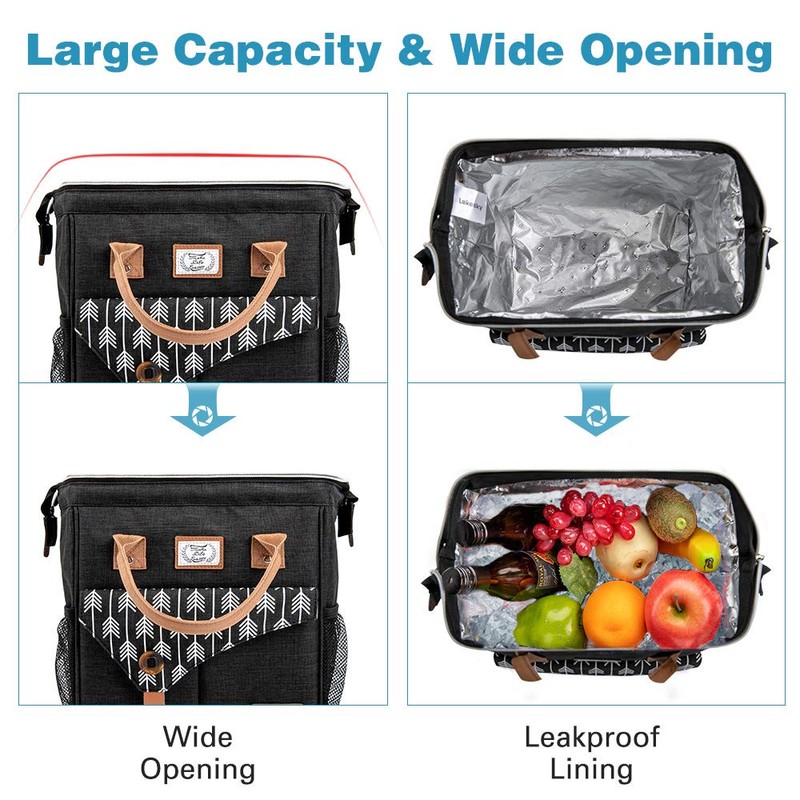Lekesky Insulated Lunch Bag for Men, 12-Can Wide-Open Lunch Bags