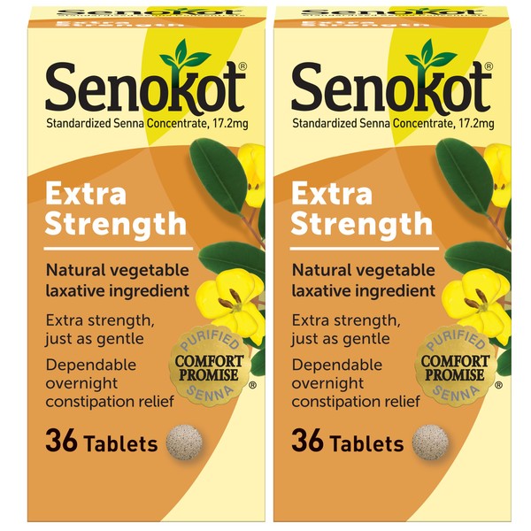 Senokot Extra Strength Natural Vegetable Laxative for Gentle Overnight Relief