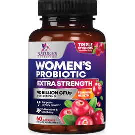 Formulated Probiotics for Women with Prebiotics - Womens Probiotic for Digestive, Vaginal, Urinary & Immune Health Support, 90 Billion CFU & 16 Diverse Strains, Cranberry & D-Mannose - 60 Capsules