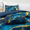 Holawakaka Dark Blue Gold Marble Bedding Comforter Set Queen Size