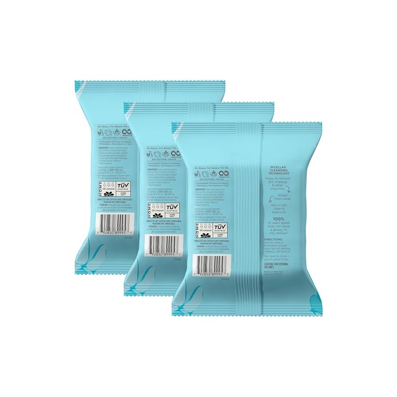 Burt's Bees Micellar Cleansing Towelettes, 30 Count (Pack of 3)