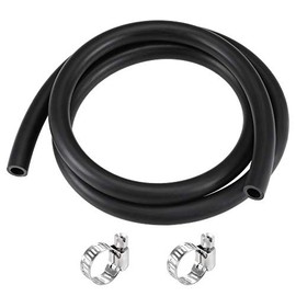 sourcing map Lubricating Oil Hose 8mm ID 12mm OD 3.3ft Rubber Water Hose Black, 2 Clamps