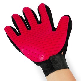 YIAGUN Upgrade pet grooming gloves, gentle hair removal brush gloves - efficient pet hair removal gloves - washing gloves for long haired dogs, short haired cats, and horses - right hand (red)
