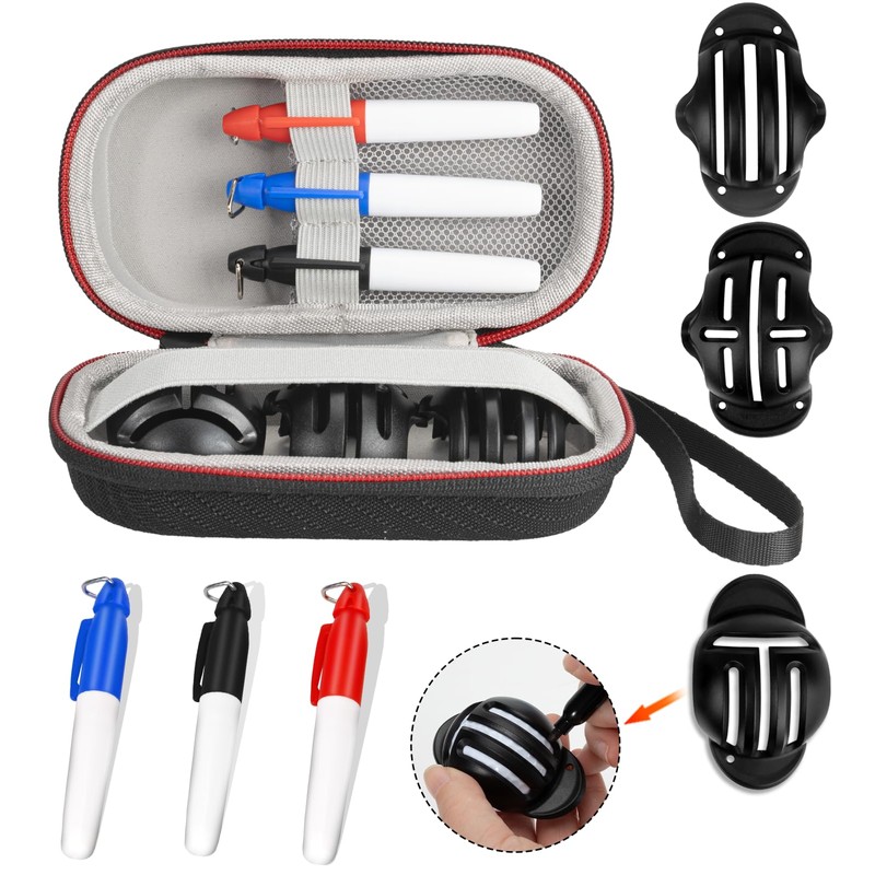 6 Pack Golf Ball Line Marker Tool with Travel Case,
