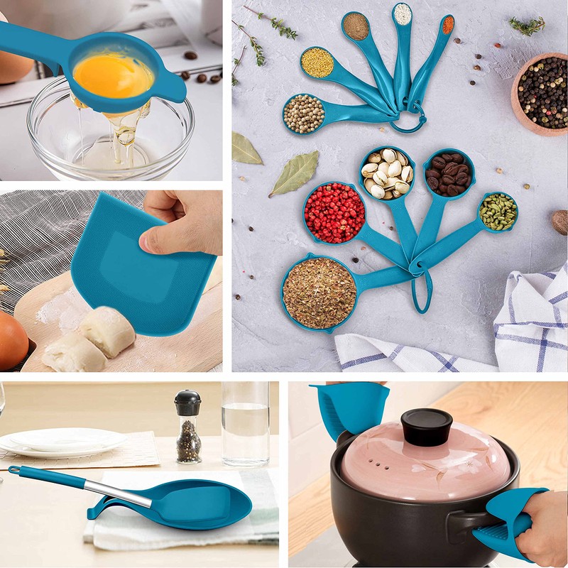 LIANYU 43 Pcs Silicone Kitchen Cooking Utensils with Holder, Heat