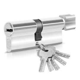 GERCAR Knob Cylinder 40/40 Lock Cylinder Lock Door Lock with 5 Keys Single Length 80 mm A:40 B:40 Set of 1