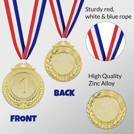 Sigenert 12PCS 1st 2nd 3rd Place Award Medals Set, Gold Silver Bronze Zinc Alloy Medals with Neck Ribbons for Sports Events, School Contests, Talent Shows and Parties