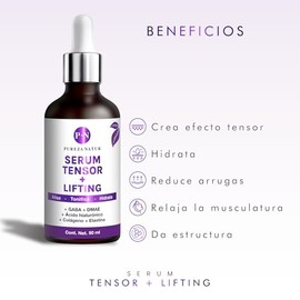 PUREZA NATUR Suero facial Efecto Tensor Lifting con Gaba Y DMAE + Acido hialurónico, colágeno y elastina | Serum hidratante que aporta elasticidad 50m