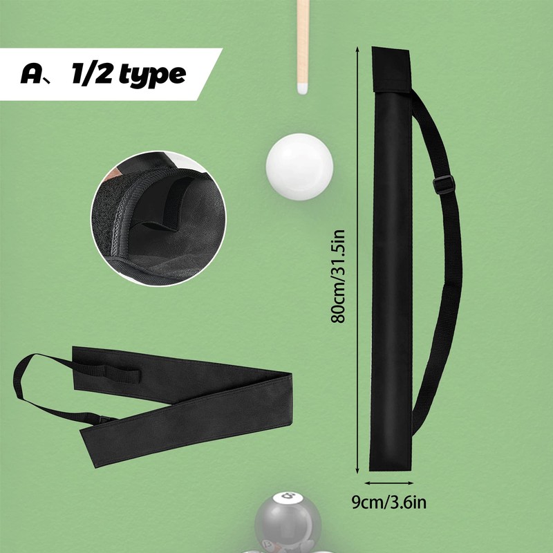 Snooker Cue Case with Adjustable Strap Hook and Loop Closure
