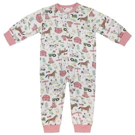 John Deere Infant White & Pink Farm Elements Zip Long Sleeve Bodysuit J1R625WN, 9 Months