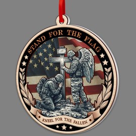 Army Ornament, Veteran Ornaments for Christmas Tree, 2 Layer Wood & Acrylic Christmas Ornament 2024, Military Ornament, Army Soldier Lover Onaments, Army Christmas Ornament