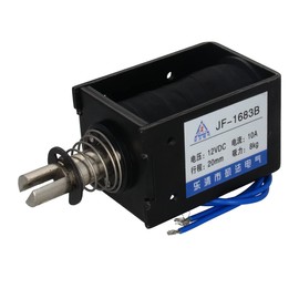 Fielect DC 12V 80N 10A Push Pull Type Solenoid Electromagnet Open Frame Solenoid Electromagnet Linear Motion, JF-1683B-12V