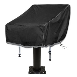 Boat Folding Seat Cover, 600D Waterproof Fishing Chair Cover, Resistant No Fading Pedestal Pontoon Chair Seat Cover, Outdoor Waterproof Boat Captain seat Cover, 20" L x 19" W x 14" H Black