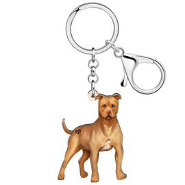 DUOWEI Acrylic Cute Pitbull Puppy Keychain Key Ring Pit Bull Dog Mom Gifts for Women Girls Dog Lovers Car Keys Accessories (Brown)