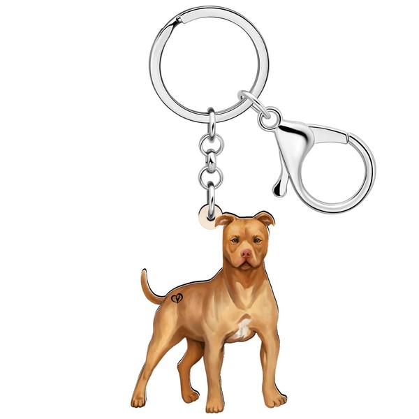 DUOWEI Acrylic Cute Pitbull Puppy Keychain Key Ring Pit Bull
