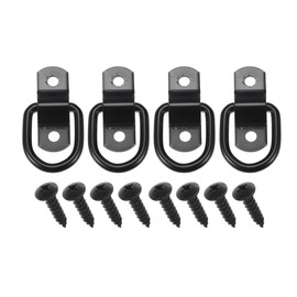 TUCKBOLD Car D-Ring Mounting Strap Rings 1/4 Inch Multi-Purpose Anchor Hooks Black with 8 Screws Pack of 4