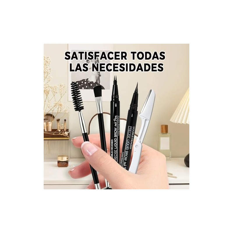 LEKOU 2PCS Lápiz De Cejas De Doble Punta, Natural, De