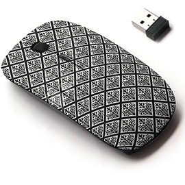 2.4G Wireless Mouse with Cute Pattern Design for All Laptops and Desktops with Nano Receiver - Geometrical Gothic Floral Ornament