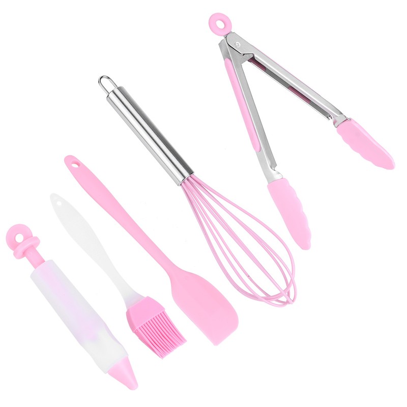 5Pcs/Set Silicone Kitchen Cooking Tool Scraper Eggs Beater Decorating Pen