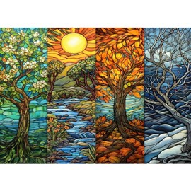 Fumupe 5D Diamond Painting Kits for Adults, Four Seasons Diamond Art Kits Adults Beginners, Full Drill Spring Summer Autumn Winter Diamond Painting Crystal Gem Art Kits for Home Wall Decor 30x40cm