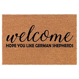 Coir Doormat Front Door Mat New Home Closing Housewarming Gift Welcome Hope You Like German Shepherds (30" x 18" Standard)