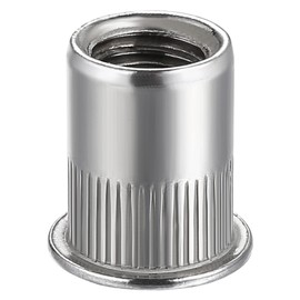 Wensilon Rivet Nut 1/4"-20UNC 100Pcs Stainless Steel 304 Finish Flat Head Rivnut Threaded Insert Nut Knurled Body