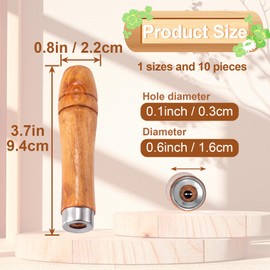SmallCat 10 PCS Wooden File Handles with Strong Metal Collars, Medium Wooden Handle for 6" - 8" File, Screwdriver Hand Drill File Handle